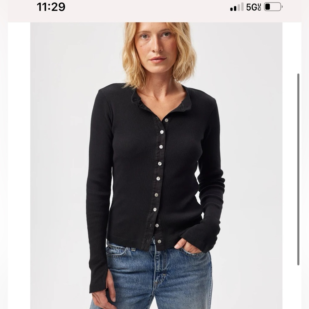 Black AMO LACY RIB CARDIGAN BLACK SIZE M